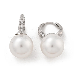 Pendientes de aro de latón con micro circonitas y cubic zirconia transparente&nbsp;EJEW-R016-03P