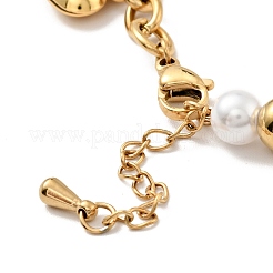 201 Edelstahl-Herz-Charm-Armband&nbsp;BJEW-A126-11G