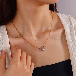 Collares con colgante de corazón de acero inoxidable 304 bicolor para mujer&nbsp;FS-WGDA821-01