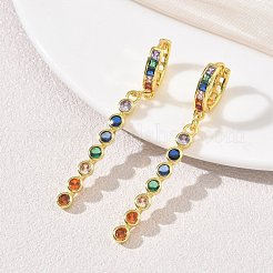 Boucles d'oreilles créoles pendantes en laiton pavé de zirconiums cubiques&nbsp;KK-CBAD9DF-02G-B