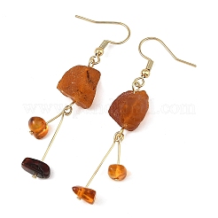 Pendientes colgantes con pepitas de ámbar natural&nbsp;EJEW-JE07523