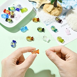 20 Stück 10 Farben handgefertigte Folien-Bunte Malerei-Fischperlen&nbsp;FOIL-CJ0001-13