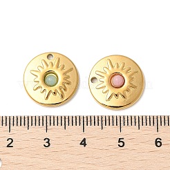 Breloques rondes plates en pierres naturelles mélangées&nbsp;STAS-F312-14G