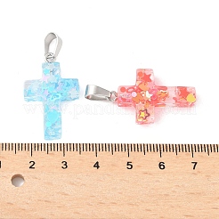 Pendentifs en résine à paillettes lumineuses&nbsp;RESI-V006-01B-P