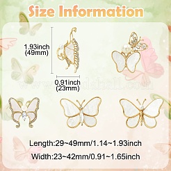 5 pieza de broches de aleación de mariposa con 5 estilos de rhinestone&nbsp;JEWB-CJ0001-33