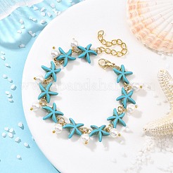 2 Stück Armband mit runden Muschelperlen und Anhängern in 2 Farben zum Thema Ozean&nbsp;BJEW-JB14133