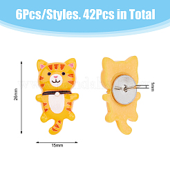 48 pièces 6 punaises en résine en forme de chat&nbsp;AJEW-AB00178