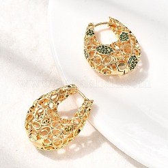 Orecchini a cerchio in ottone con micro pavé di zirconi cubici&nbsp;EJEW-B148-06G
