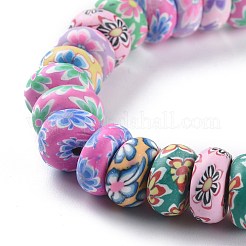 Handgemachte Blume bedruckte Polymer Clay Perlen Stränge&nbsp;CLAY-M003-02