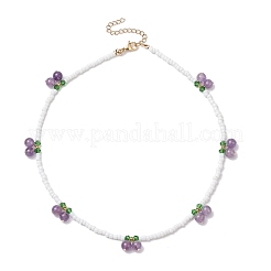 Natürlicher Edelstein mit Glaskette&nbsp;NJEW-TA00159