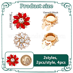 4 bouton de manchette en alliage de strass de 2 couleurs&nbsp;HJEW-NB00213