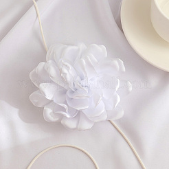 Collier ras du cou rétro en tissu avec cordon ciré et fleur de rose pour femme&nbsp;NJEW-CP0001-05B