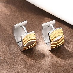 Pendientes de aro con rayas bicolor de acero inoxidable 304&nbsp;EJEW-L307-04GP-03