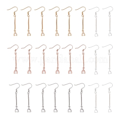 12 paio 4 colori ottone vero oro 18k e oro rosa e platino e ganci per orecchini placcati argento&nbsp;KK-LS0001-16