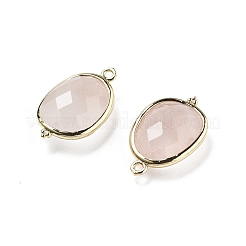 Dijes de conector ovalado facetado de cuarzo rosa natural&nbsp;G-H323-02G-13