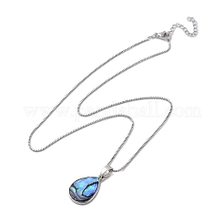 Halskette mit Anhänger aus natürlicher Paua-Muschel&nbsp;NJEW-B104-01I-01P