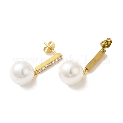 Boucles d'oreilles à tige en acier inoxydable avec placage ionique (IP) et incrustations de strass et de perles d'imitation pour femmes&nbsp;EJEW-M024-02G