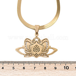 201 Edelstahl Chakra Lotus Blume hohl Anhänger Halsketten&nbsp;NJEW-K283-29G