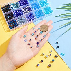 1025 ensemble de perles de verre transparentes électrolytiques de 15 styles&nbsp;EGLA-NB0001-27