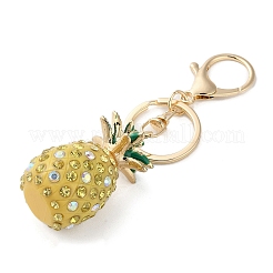 Porte-clés en plastique ananas avec pendentif en strass&nbsp;LS-KEYC-G063-01A