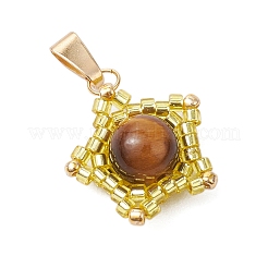 Pendenti a forma di stella con perline di semi di vetro e occhio di tigre naturale fatti a mano&nbsp;PALLOY-MZ00490-02