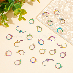 60 pieza de accesorios para pendientes con cierre de palanca de acero inoxidable 304 de 2 estilos en colores del arcoíris&nbsp;STAS-DC0010-40