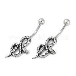 Anelli per ombelico in acciaio chirurgico 316 a forma di serpente&nbsp;EJEW-G416-18C-AS