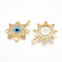Pendentifs avec zircon cubiques à micro-pavés en laiton&nbsp;KK-N257-24G