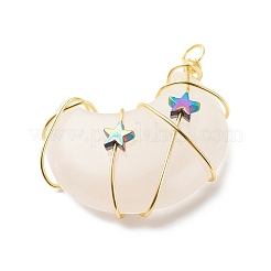 Colgantes envueltos en alambre de cobre de cuarzo rosa natural&nbsp;PALLOY-JF01639-04