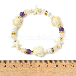 Stretch-Armbänder aus Muschelperlen und gemischten natürlichen und synthetischen Edelsteinen für Damen&nbsp;BJEW-JB13898-02