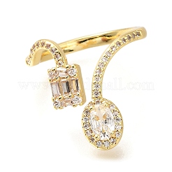 Offene Manschettenringe aus Messing mit Mikropflaster und Zirkonia für Damen&nbsp;RJEW-M022-36G