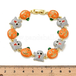 Halloween-Gliederarmbänder aus Messing und Emaille für Damen&nbsp;BJEW-B149-01P