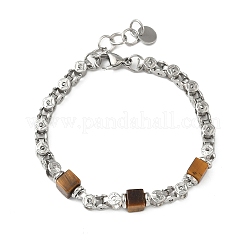 Natürliche Tigerauge-Gliederkettenarmbänder für Frauen&nbsp;BJEW-Z148-06P-03