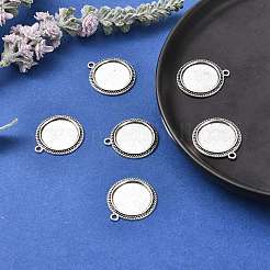 Pendente basi di cabochon piatto tondo in lega stile tibetano&nbsp;LS-TIBEP-M022-34AS