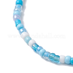 Bracelets extensibles en verre avec perles synthétiques turquoise teintées&nbsp;BJEW-JB11031-02