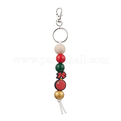Décorations suspendues en perles de silicone et en perles de bois sur le thème de Noël&nbsp;HJEW-JM02379