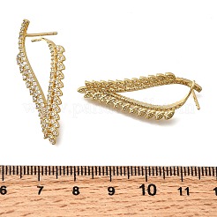 Dreieckige Ohrstecker aus klarem Mikropavé aus Messing mit kubischen Zirkonia&nbsp;EJEW-P322-07G