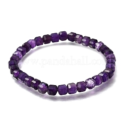 Bracelets extensibles en perles cubiques d'améthyste naturelle pour hommes et femmes&nbsp;BJEW-JB12275