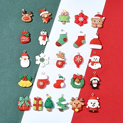 26pcs 26 Arten Weihnachtsthema-undurchsichtige Harzanhänger&nbsp;RESI-FS0001-74