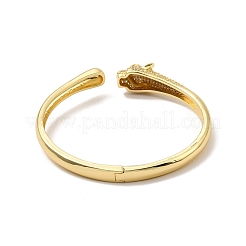 Armreif mit offener Manschette aus grünem Zirkonia-Leopard&nbsp;BJEW-P281-06G