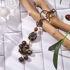 Sacchetto di filo di nylon intrecciato decorazioni pendenti in ossidiana naturale&nbsp;HJEW-JM02105