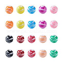 80 Stück 10 Farben undurchsichtige gestreifte Acrylperlen&nbsp;SACR-BT0001-02