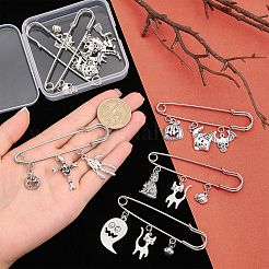 8 ensemble de broches à épingle de sûreté en alliage de zinc avec breloques citrouille&nbsp;JEWB-FH0001-30