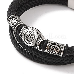 Geflochtene Mikrofaser-Leder-Mehrstrang-Armbänder&nbsp;BJEW-B096-02A