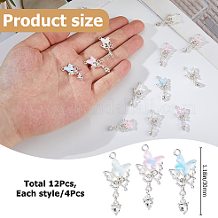 12 pz 3 colori pendenti in lega color argento&nbsp;FIND-HS0002-05