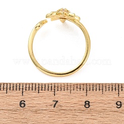 Offene Manschettenringe aus Messing mit Mikropavé und Zirkonia für Damen&nbsp;RJEW-K261-12G