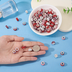 100 Stück 4 Farben Polymer Clay Strass europäische Großlochperlen mit silberfarben plattierten Messingkernen&nbsp;FPDL-TA0001-02