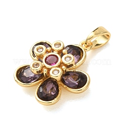 Colgantes de circonita cúbica púrpura micro pavé de latón&nbsp;KK-C264-07G