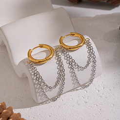 Boucles d'oreilles créoles bicolores en acier inoxydable 304&nbsp;RC0158