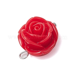 Undurchsichtige Harz rote Rose Blume Verbinder Verbinder Charms&nbsp;PALLOY-JF02750-02